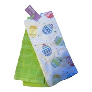 Spritz Kitchen Towels 2 Pack Easter Eggs Lime Green 16x26 New Spring Decor
